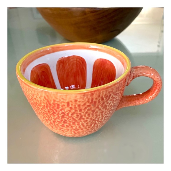 Other - Hand painted Orange Slice Ceramic Coffee Mug with Textured Glaze